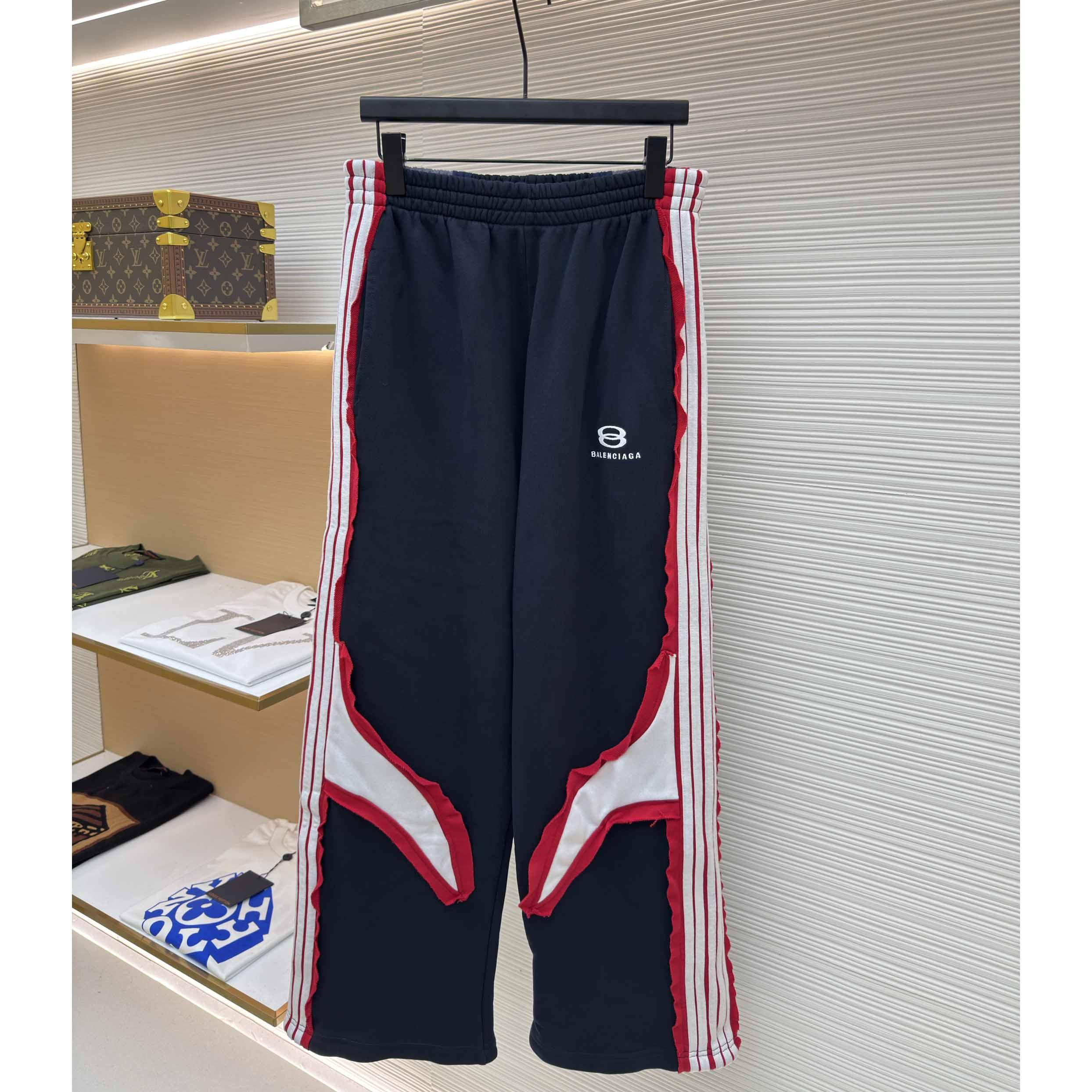 Balenciaga Cut-Up Oversized Sweatpants In Faded Black And White Dry Fleece - DesignerGu