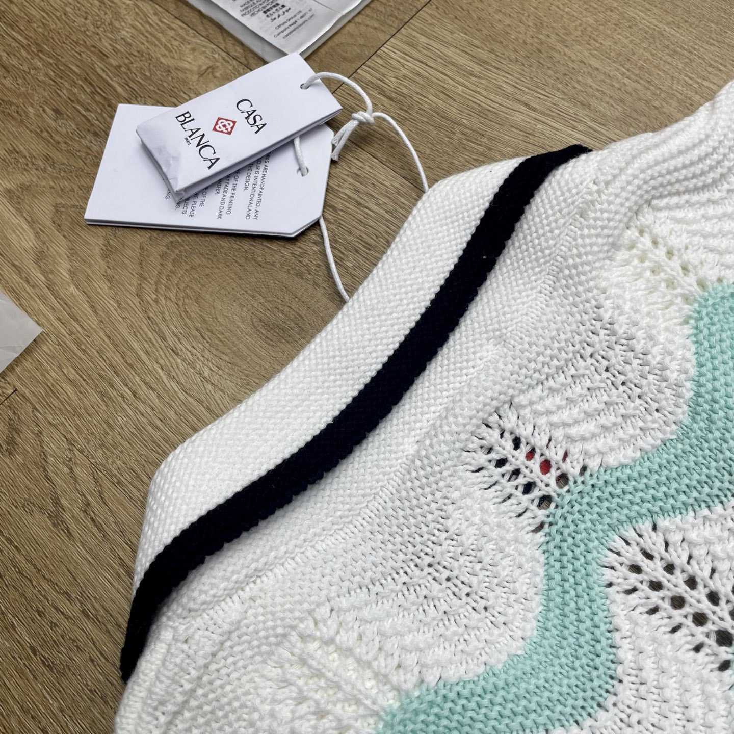 Casablanca Gradient Wave Cotton Crochet Short Sleeve Shirt   D0110 - DesignerGu