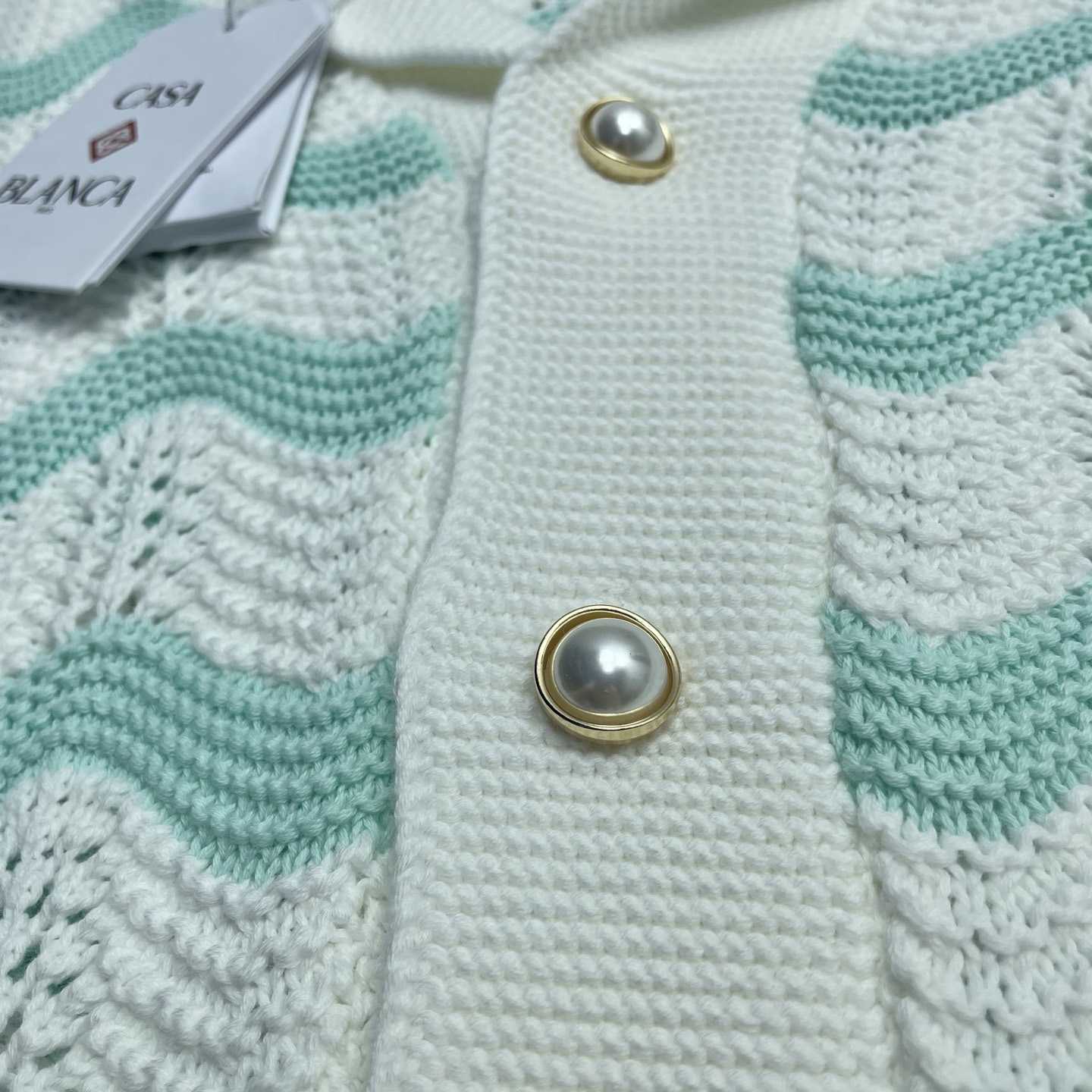 Casablanca Gradient Wave Cotton Crochet Short Sleeve Shirt   D0110 - DesignerGu