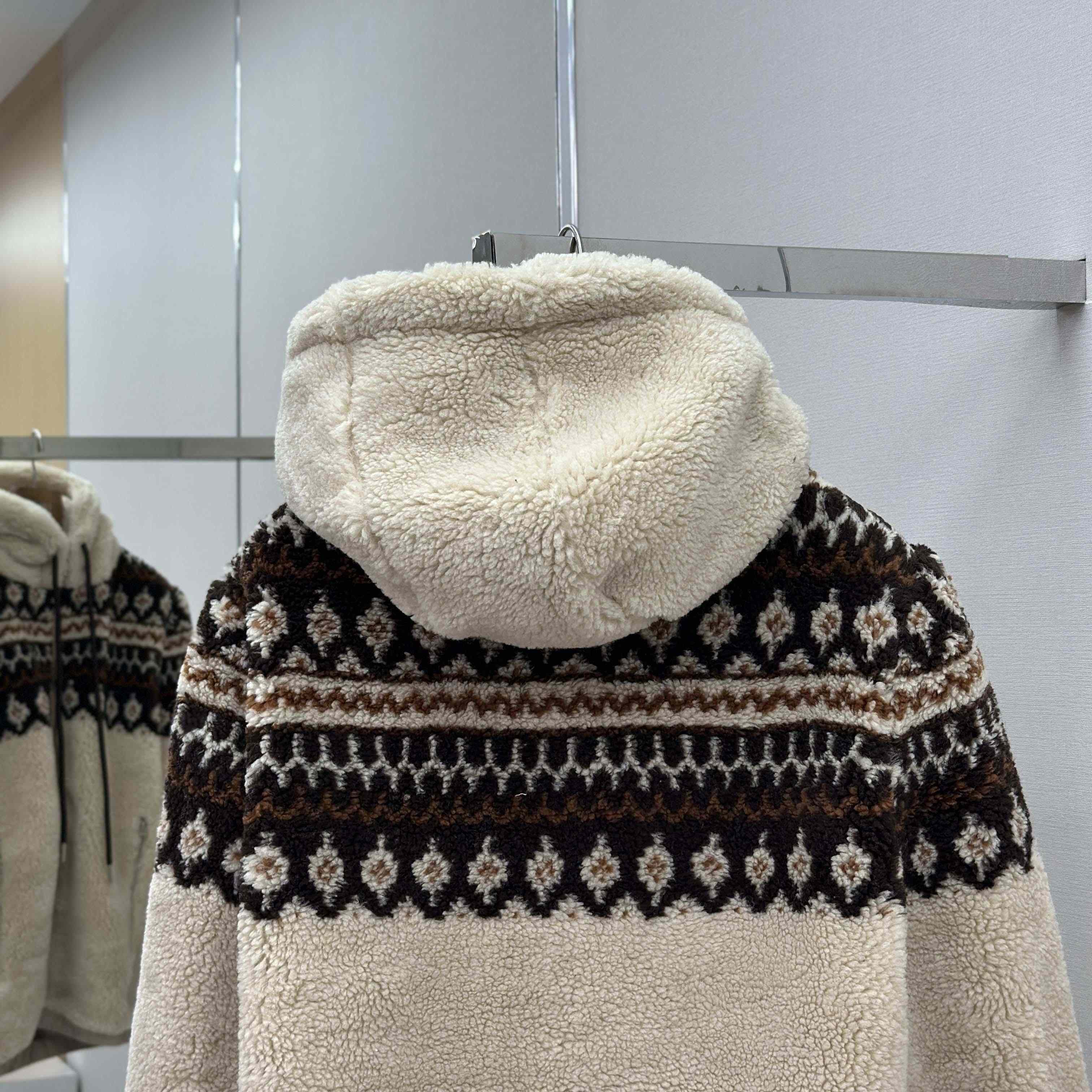 Moncler Geometric Jacquard Wool Blend Hoodie - DesignerGu