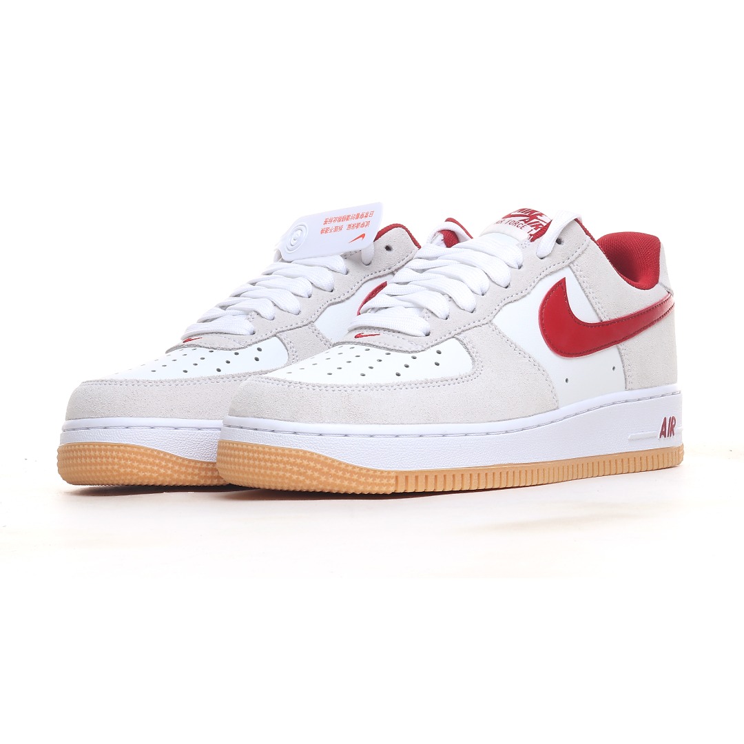 Nike Air Force 1 ’07 Low “White Grey Red Swoosh” IB6388-101 - DesignerGu