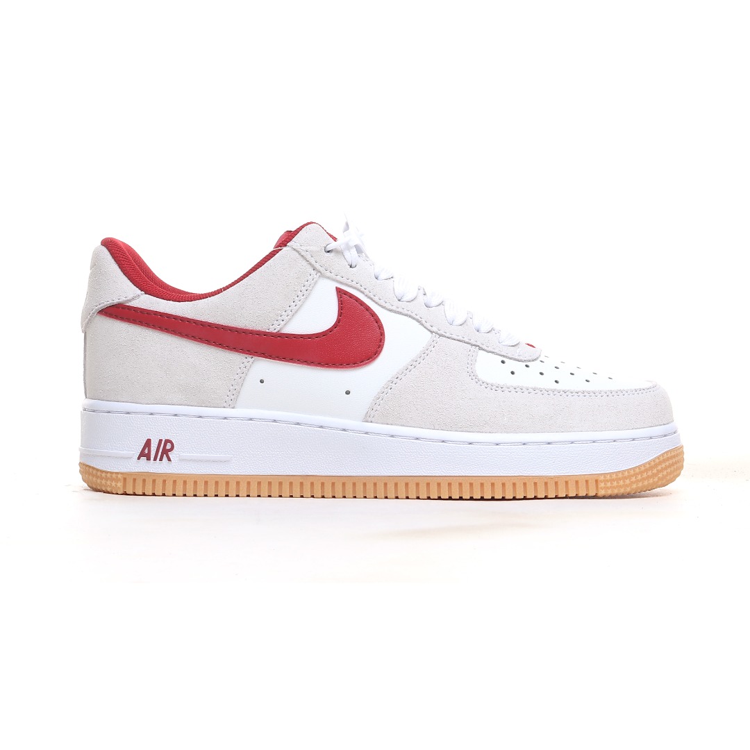 Nike Air Force 1 ’07 Low “White Grey Red Swoosh” IB6388-101 - DesignerGu
