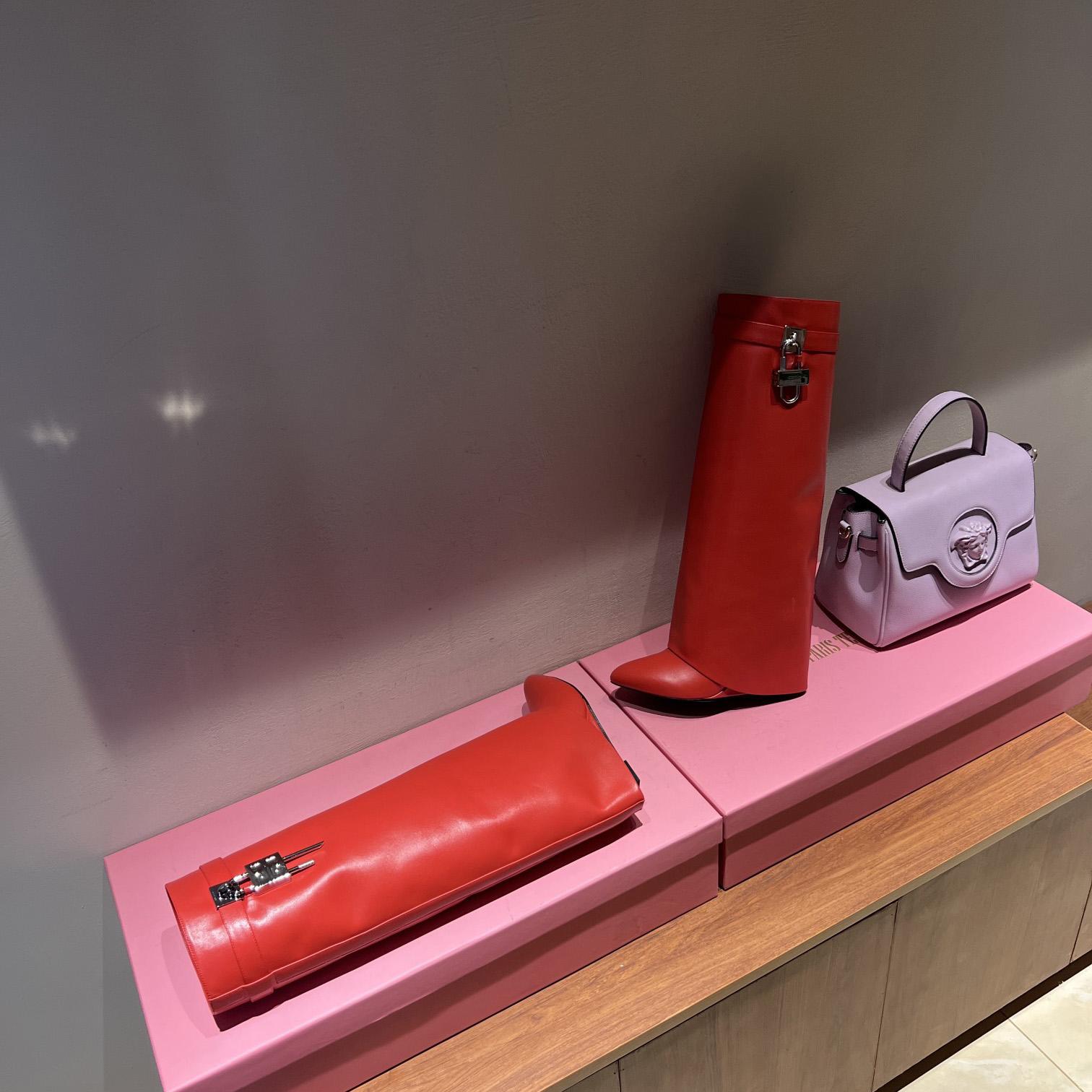 Givenchy Shark Lock Leather Knee-high Boots - DesignerGu