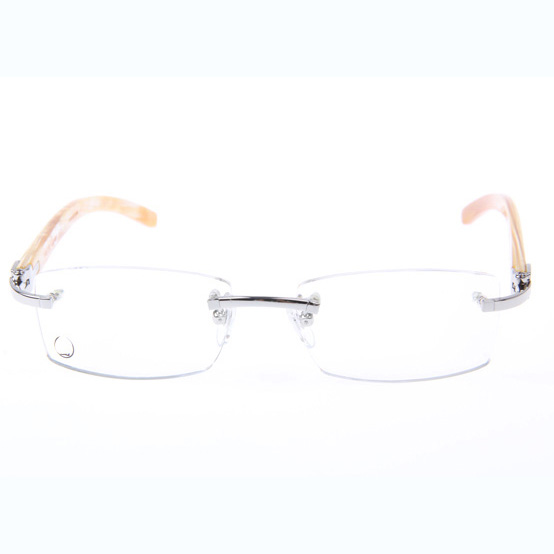 Cartier CT_3524012 White Buffalo Eyeglasses In Silver - DesignerGu