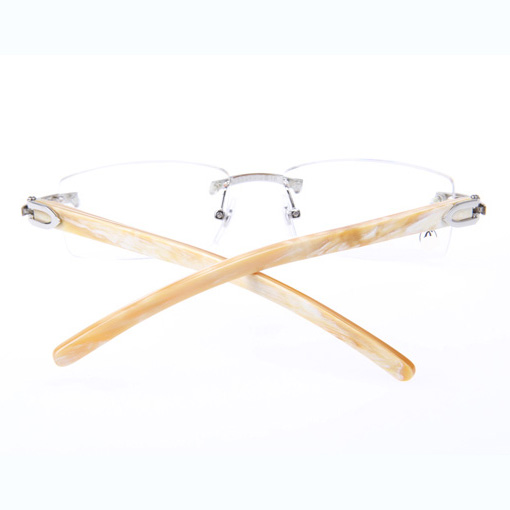 Cartier CT_3524012 White Buffalo Eyeglasses In Silver - DesignerGu