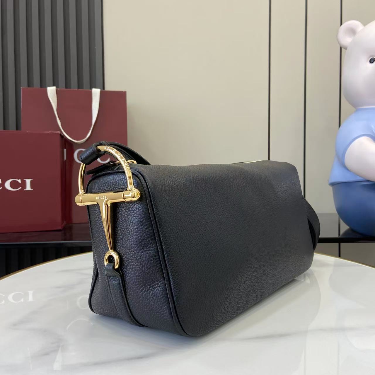 Gucci Half Horsebit Medium Shoulder Bag - DesignerGu