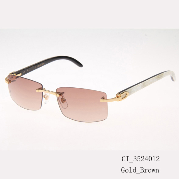 Cartier CT_3524012 White Mix Black Buffalo Sunglasses In Gold Brown - DesignerGu