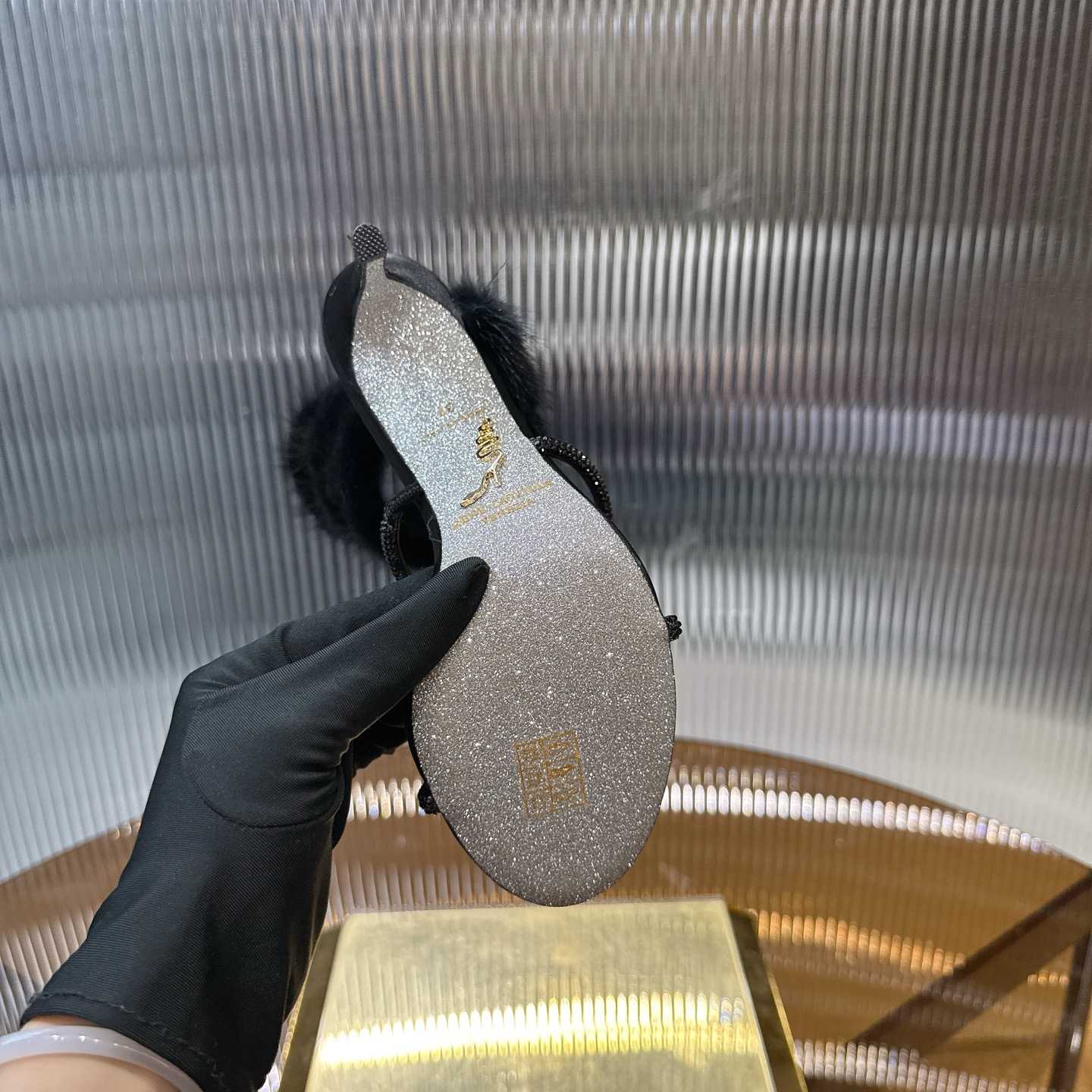 Rene Caovilla Lapin Fur-embellished 95mm Sandal   - DesignerGu