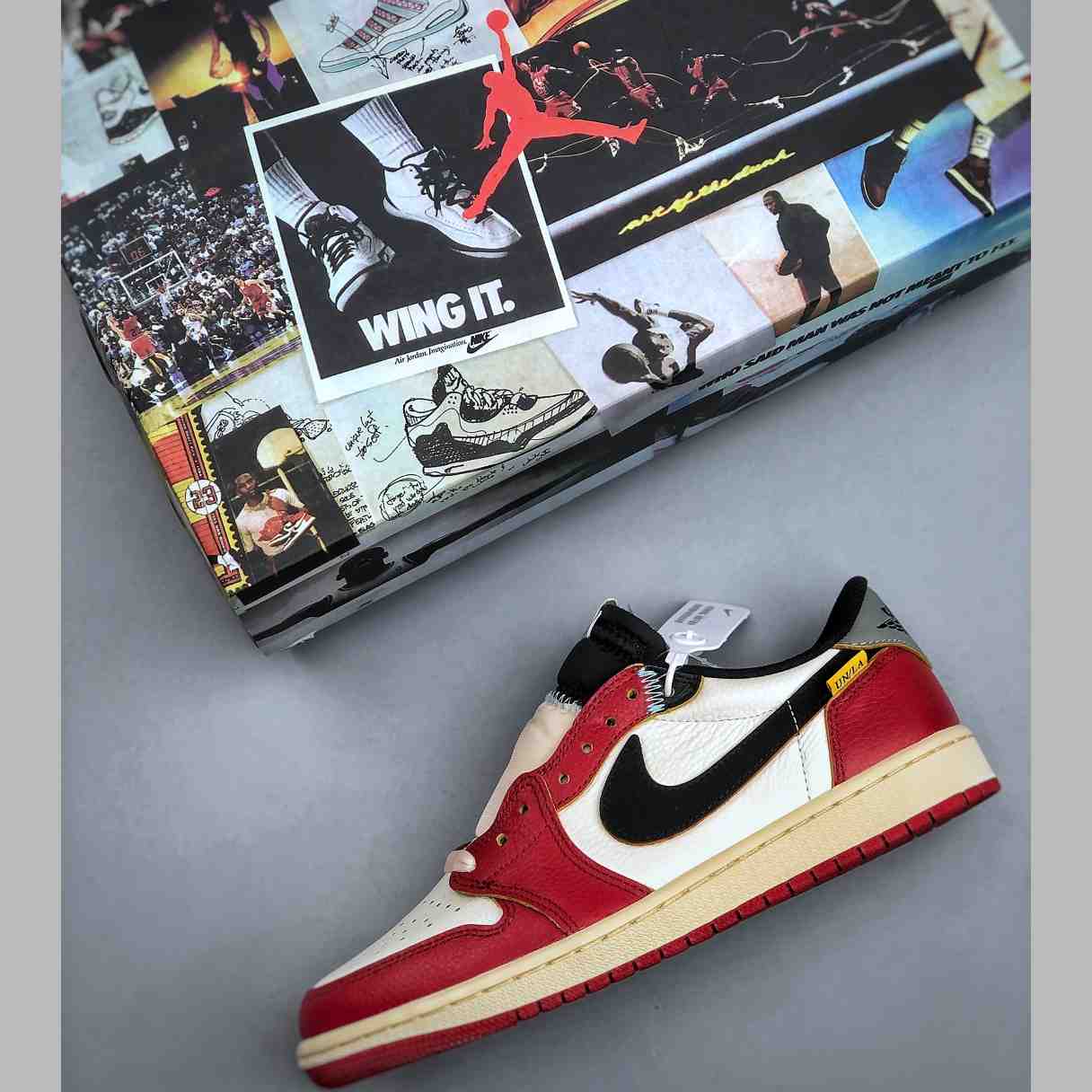 Air Jordan 1 Low “UN White/Red” Lifestyle Sneakers HQ6998-6001 - DesignerGu