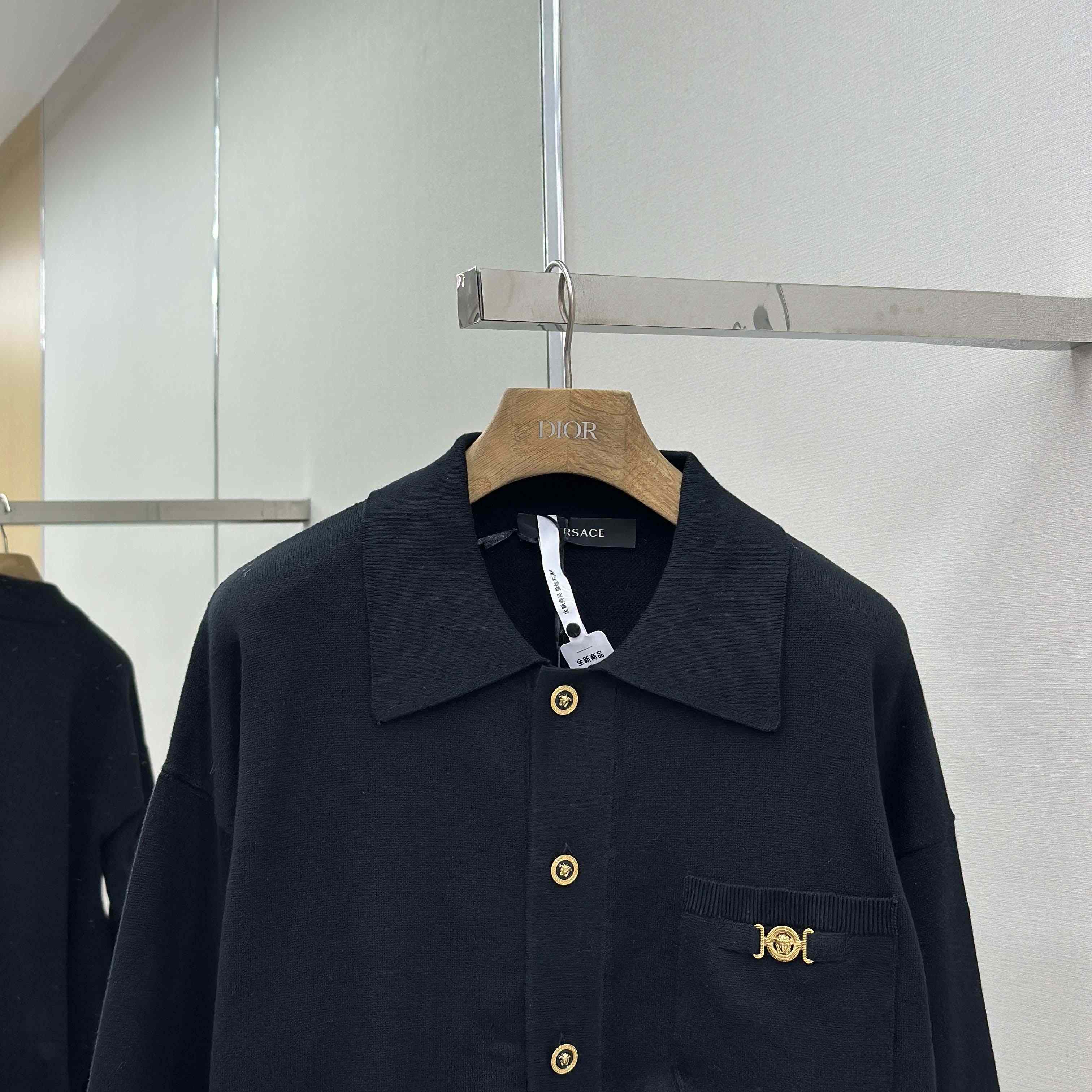 Versace Cashmere-Blend Knit Polo Cardigan - DesignerGu