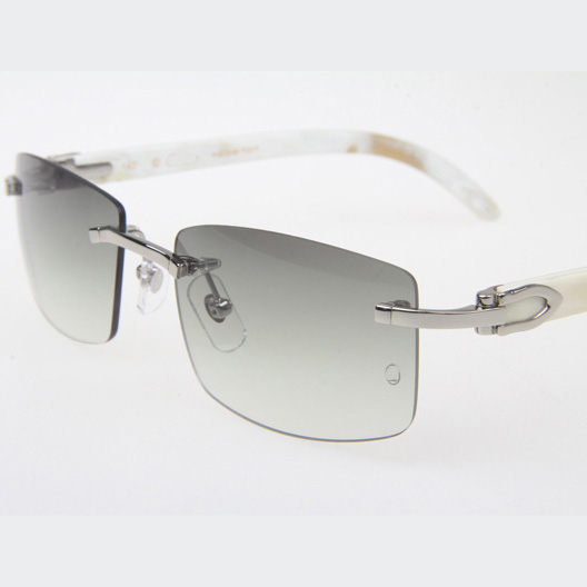 Cartier CT_3524012 White Buffalo Sunglasses In Silver Grey - DesignerGu