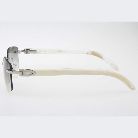 Cartier CT_3524012 White Buffalo Sunglasses In Silver Grey - DesignerGu