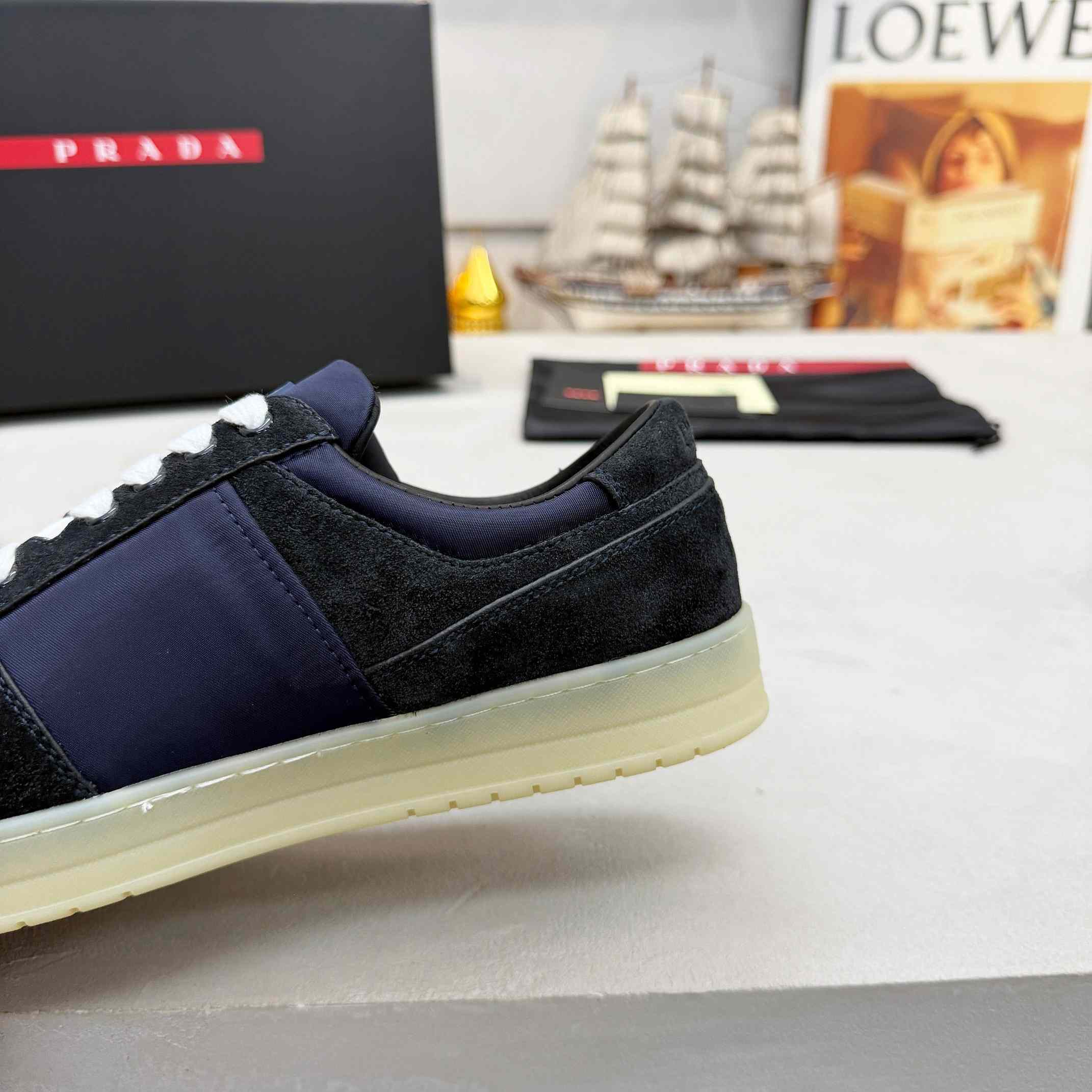 Prada Downtown Eyelets-detail Suede Sneakers - DesignerGu