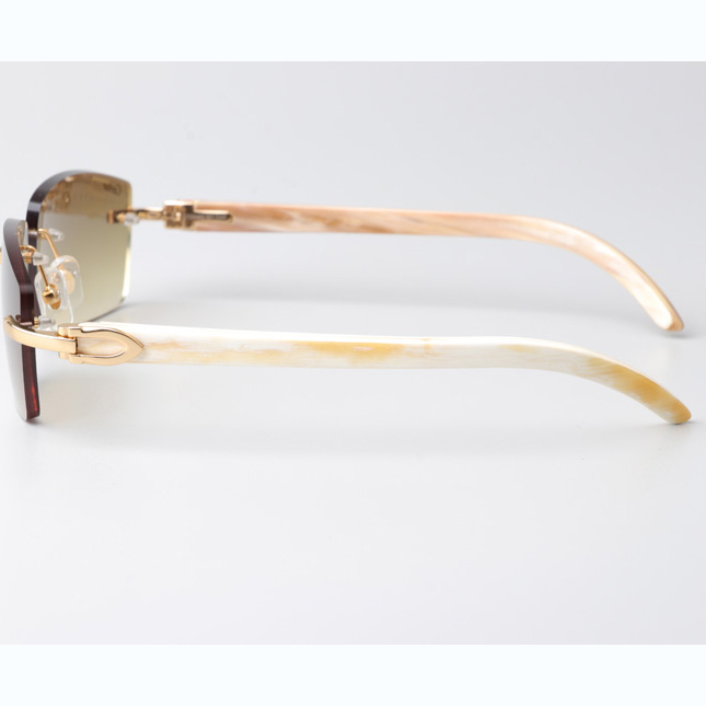 Cartier CT_3524012 White Buffalo Sunglasses In Gold Brown - DesignerGu