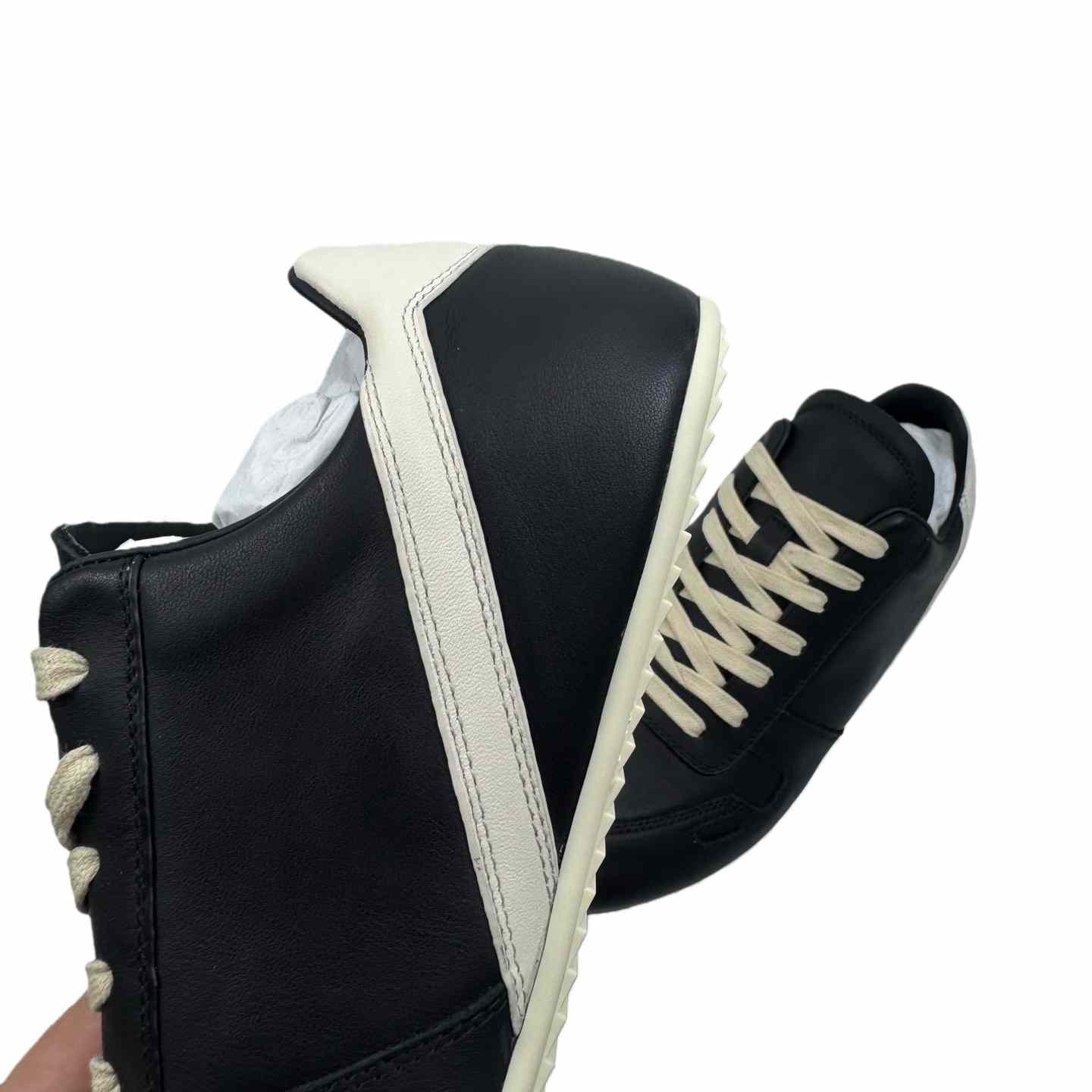 Rick Owens Minimal Sneak Leather Panel Sneakers - DesignerGu