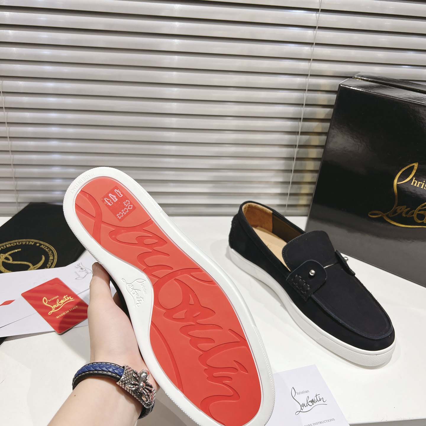 Christian Louboutin Boat Shoes - Reversed nubuck leather - DesignerGu