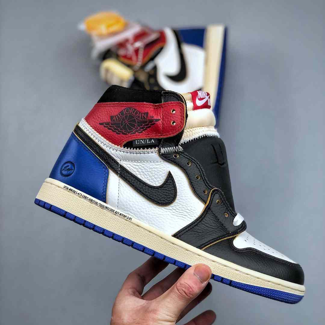 Union LA x Fragment Design x Air Jordan 1 High OG “Black White Blue” IO7847-002 - DesignerGu