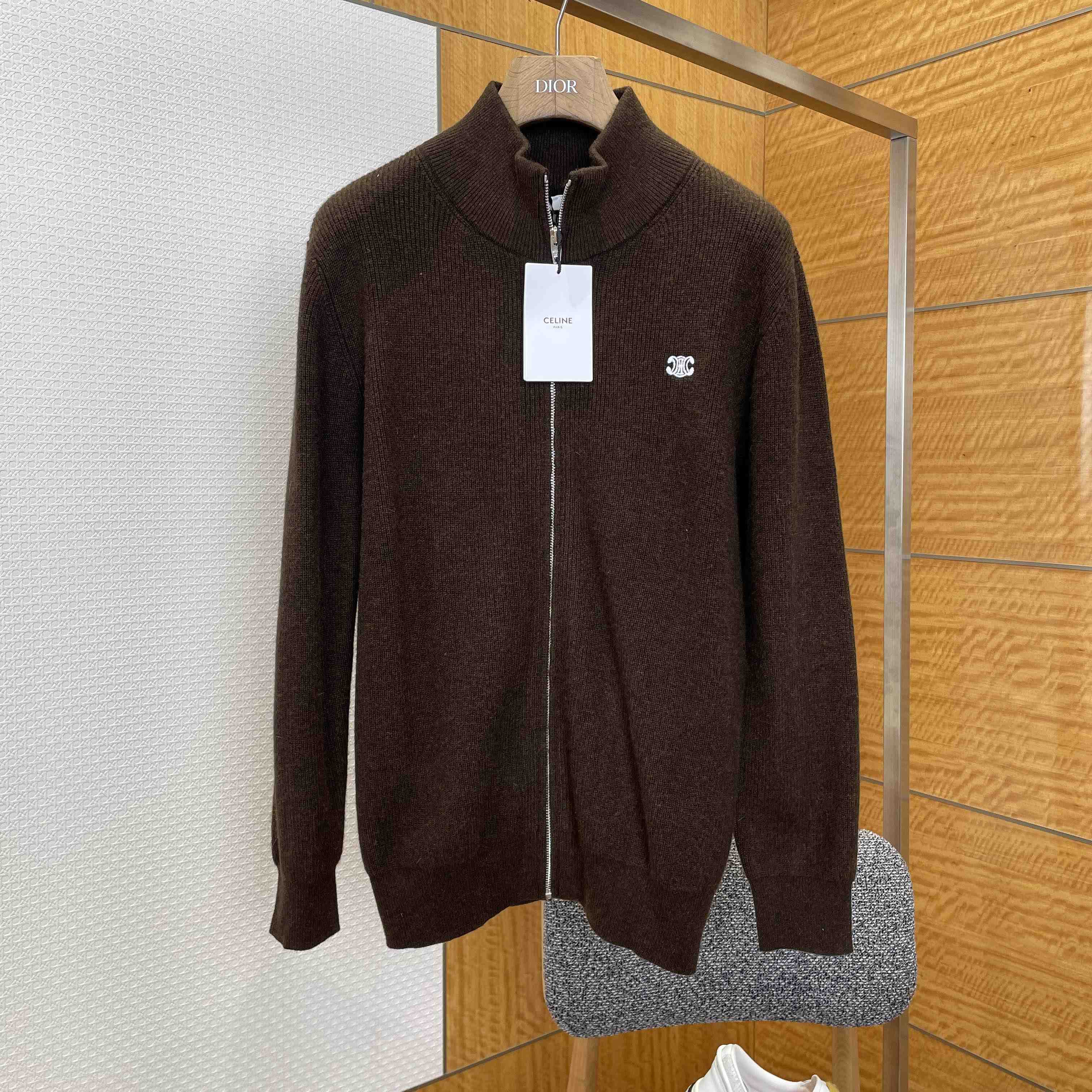 Celine Triomphe Trucker Sweater In Ribbed Wool - DesignerGu