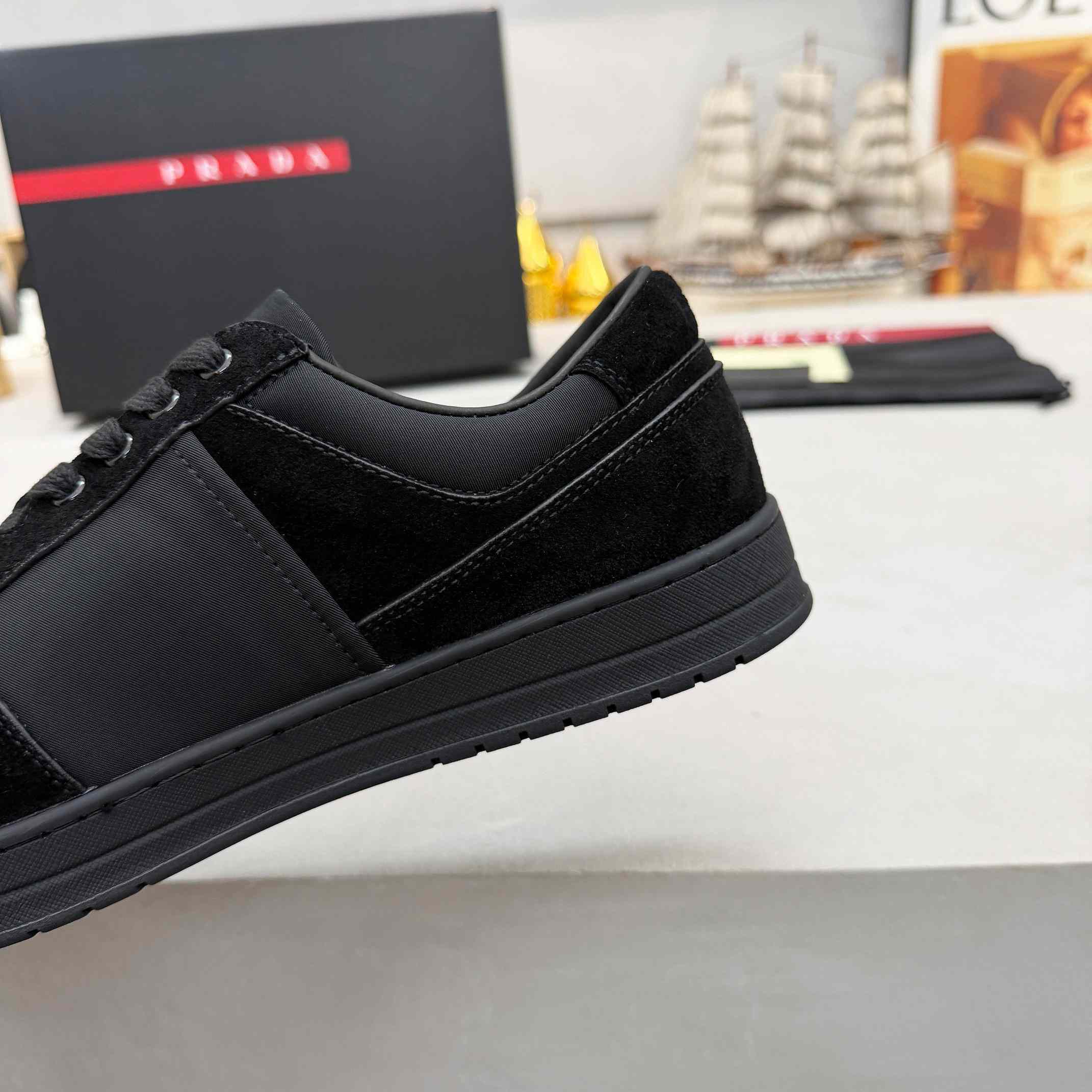 Prada Downtown Re-Nylon And Suede Sneakers - DesignerGu