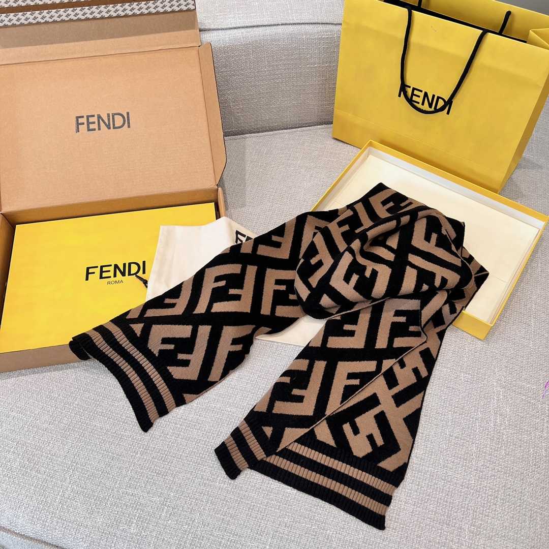 Fendi Scarf Wool Brown - DesignerGu