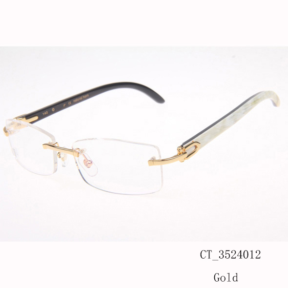 Cartier CT_3524012 White Mix Black Buffalo Eyeglasses In Gold - DesignerGu