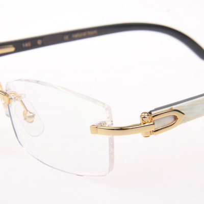 Cartier CT_3524012 White Mix Black Buffalo Eyeglasses In Gold - DesignerGu