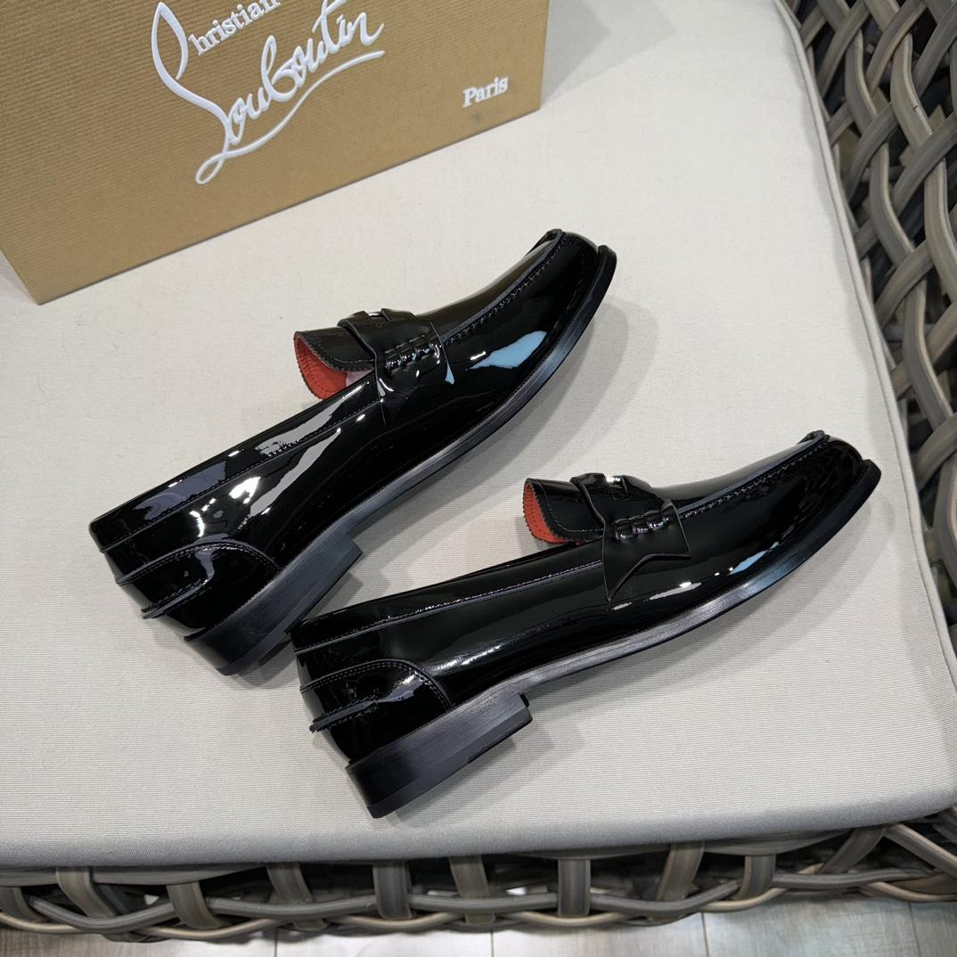Christian Louboutin Penny Loafers - Patent calf leather - Black - DesignerGu