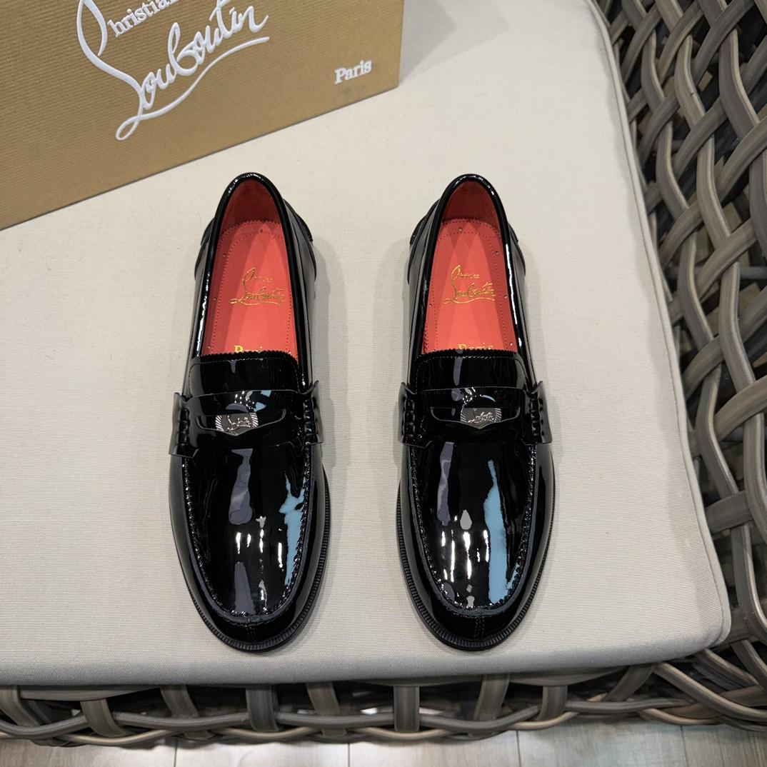 Christian Louboutin Penny Loafers - Patent calf leather - Black - DesignerGu