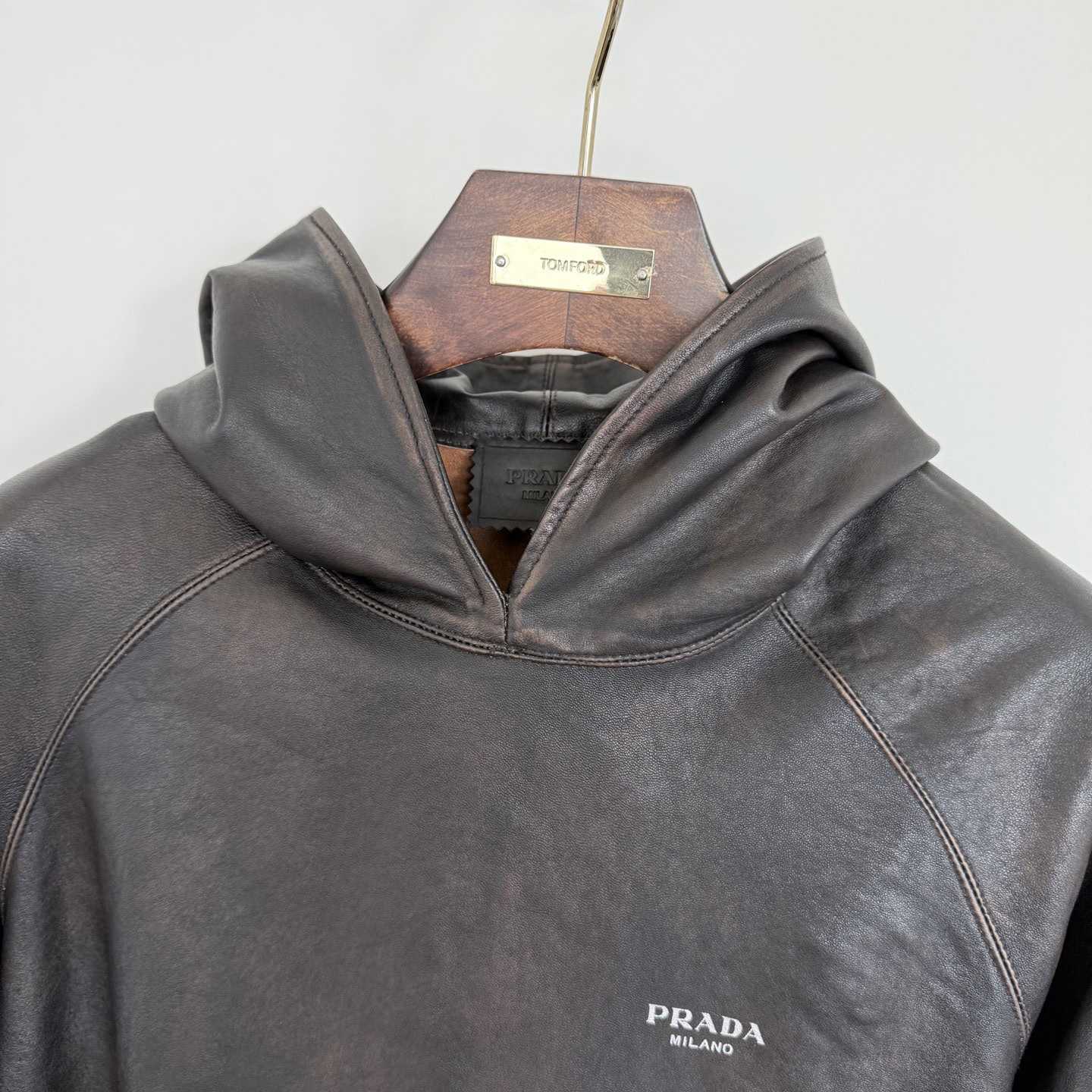 Prada Leather Hoodie - DesignerGu