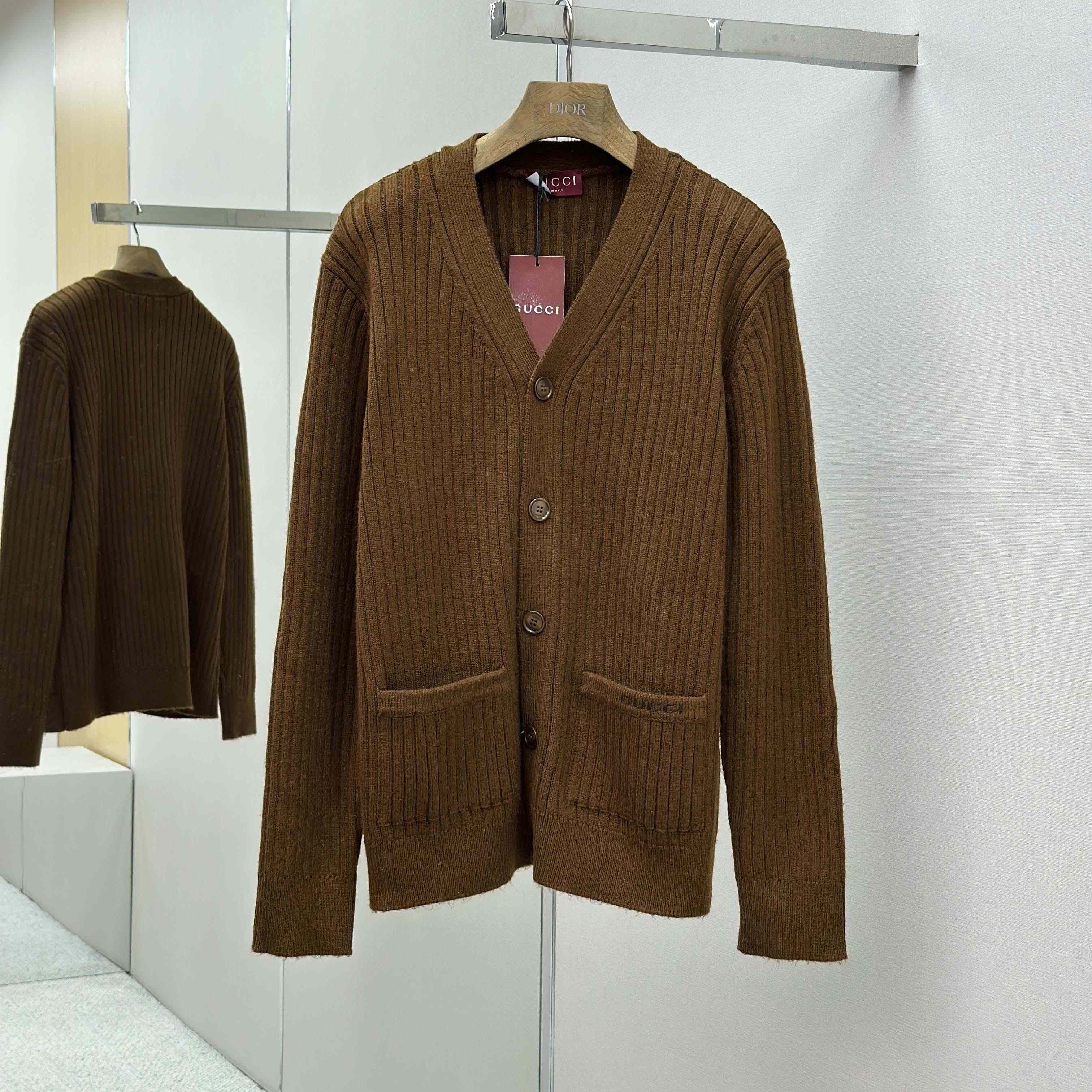 Gucci Rib Wool Cashmere Knit Cardigan - DesignerGu