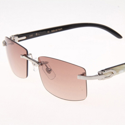 Cartier CT_3524012 White Mix Black Buffalo Sunglasses In Silver Brown - DesignerGu