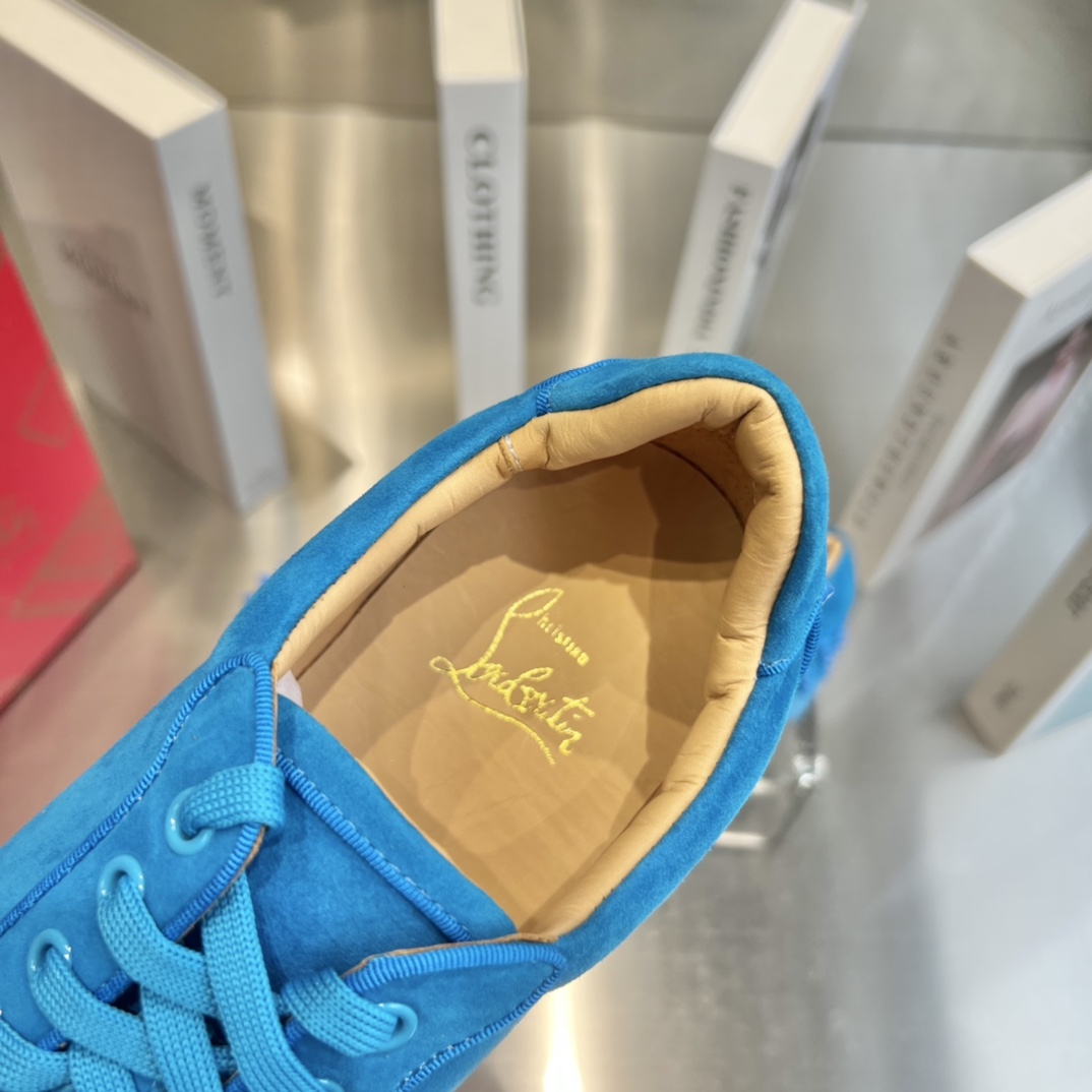 Christian Louboutin Louis Junior Spikes Orlato Flat 'Blue' - DesignerGu