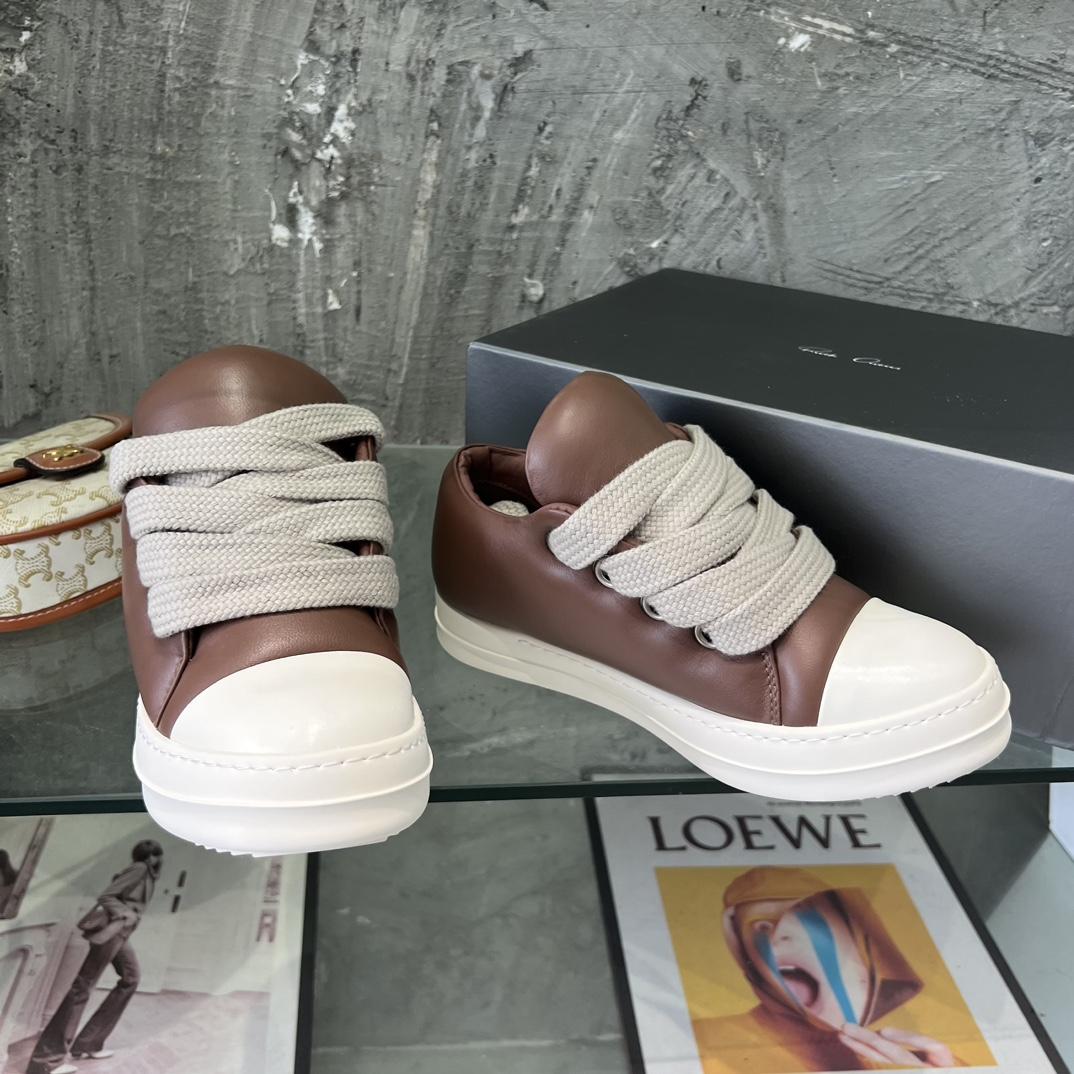 Rick Owens Lace-up Leather Sneakers  - DesignerGu