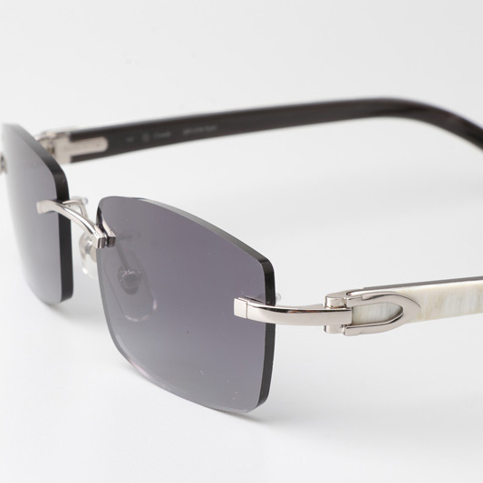 Cartier CT_3524012 White Mix Black Buffalo Sunglasses In Silver Gradient Gray - DesignerGu