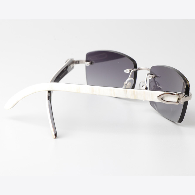 Cartier CT_3524012 White Mix Black Buffalo Sunglasses In Silver Gradient Gray - DesignerGu