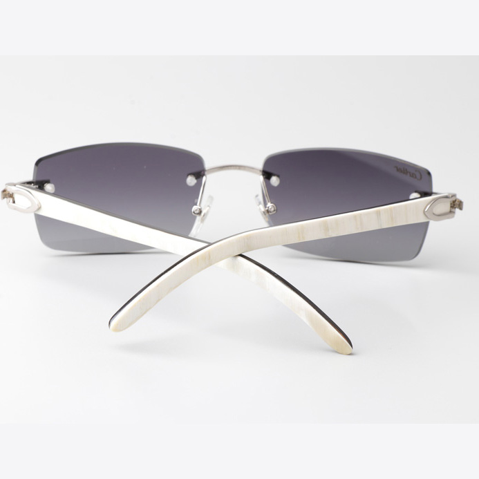Cartier CT_3524012 White Mix Black Buffalo Sunglasses In Silver Gradient Gray - DesignerGu