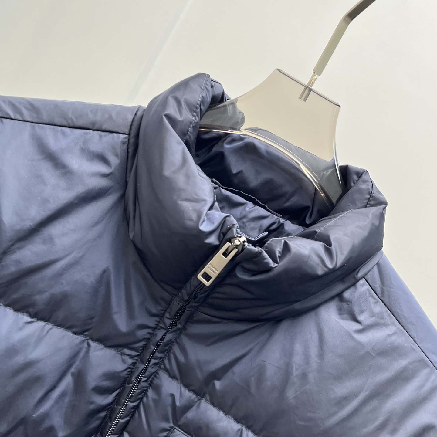 Prada Re-nylon Down Jacket In Navy Blue - DesignerGu