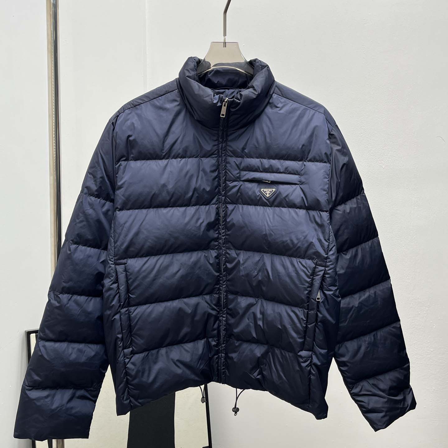 Prada Re-nylon Down Jacket In Navy Blue - DesignerGu