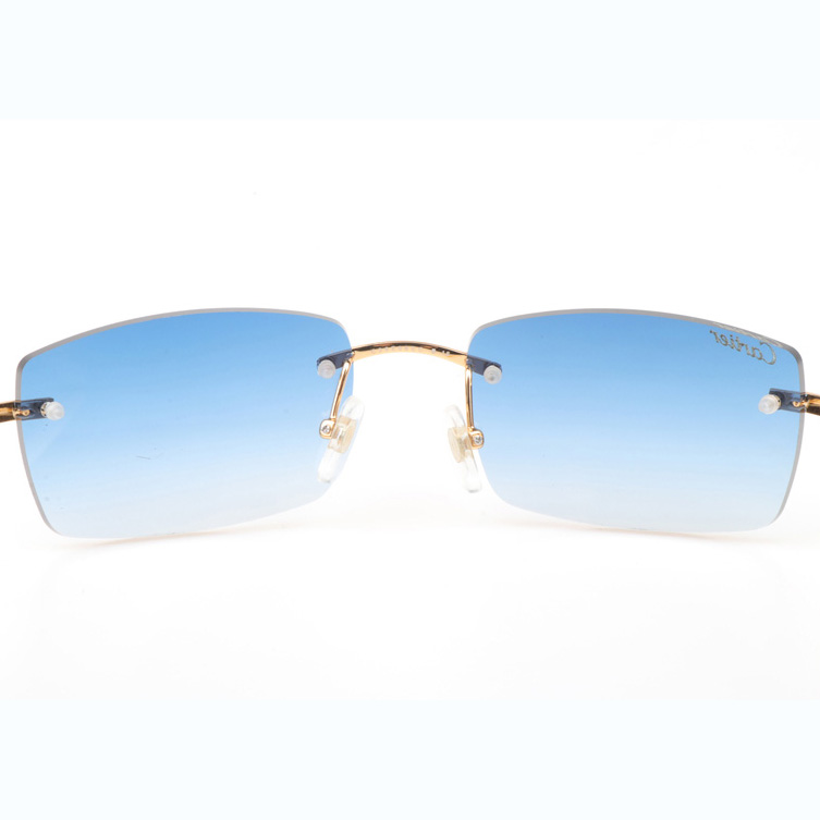 Cartier CT_3524012 White Buffalo Sunglasses In Gold Gradient Blue - DesignerGu