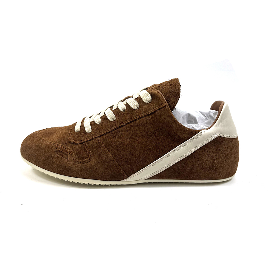 Rick Owens Minimal Sneak Suede Leather Panel Sneakers - DesignerGu