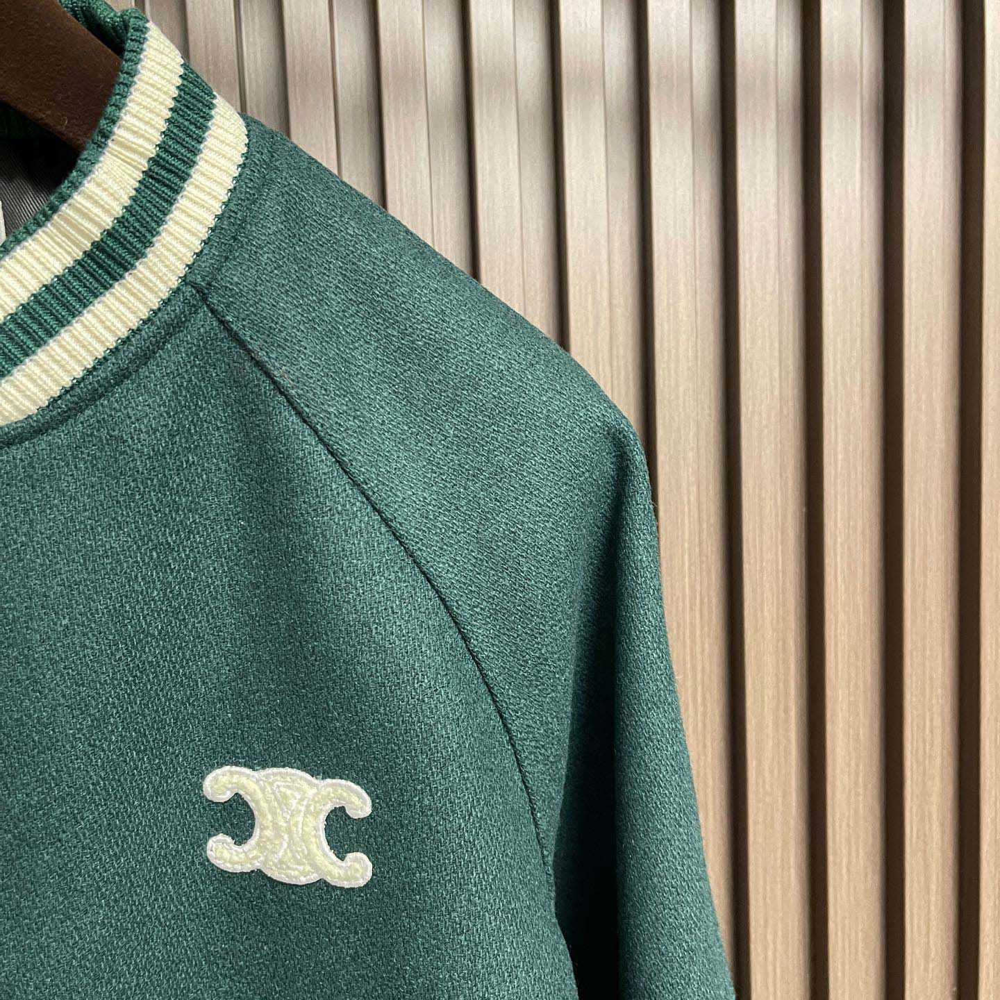 Celine Triomphe Teddy Jacket In Textured Wool - DesignerGu