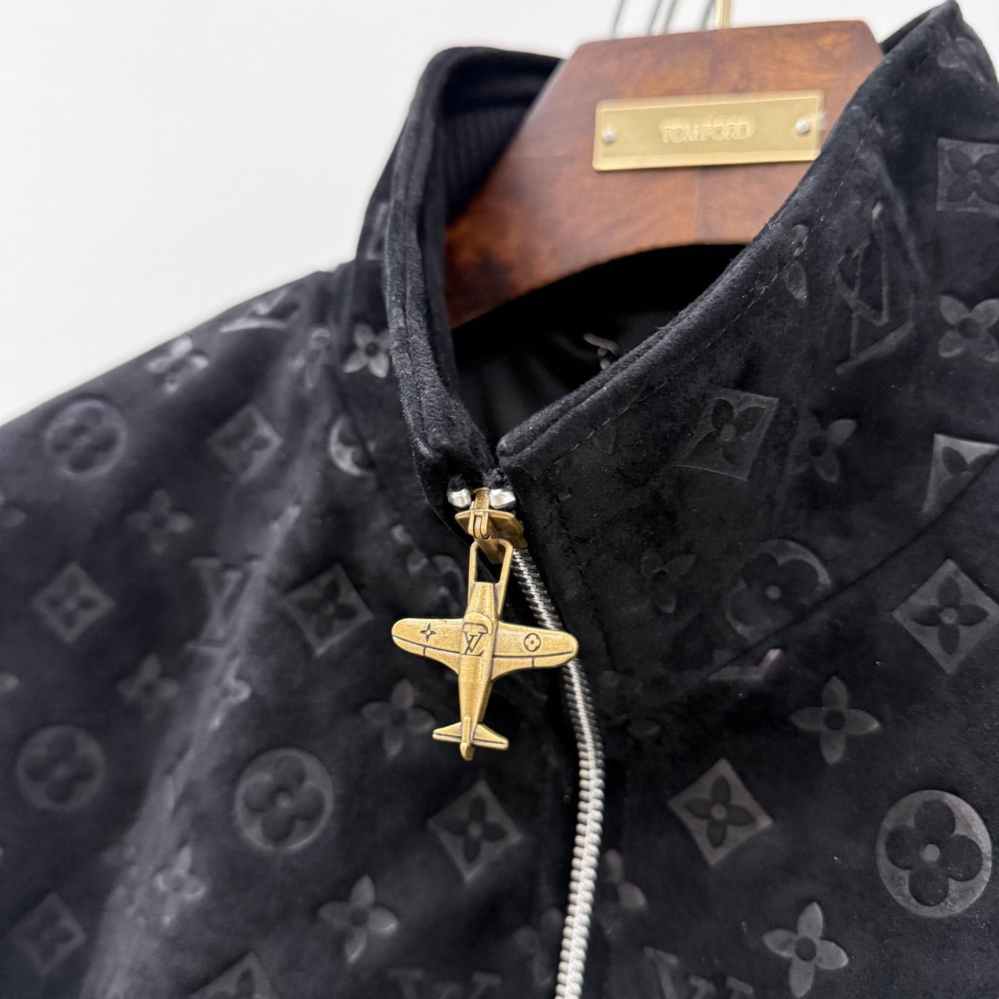 Louis Vuitton Monogram Debossed Suede Tracksuit Jacket   - DesignerGu