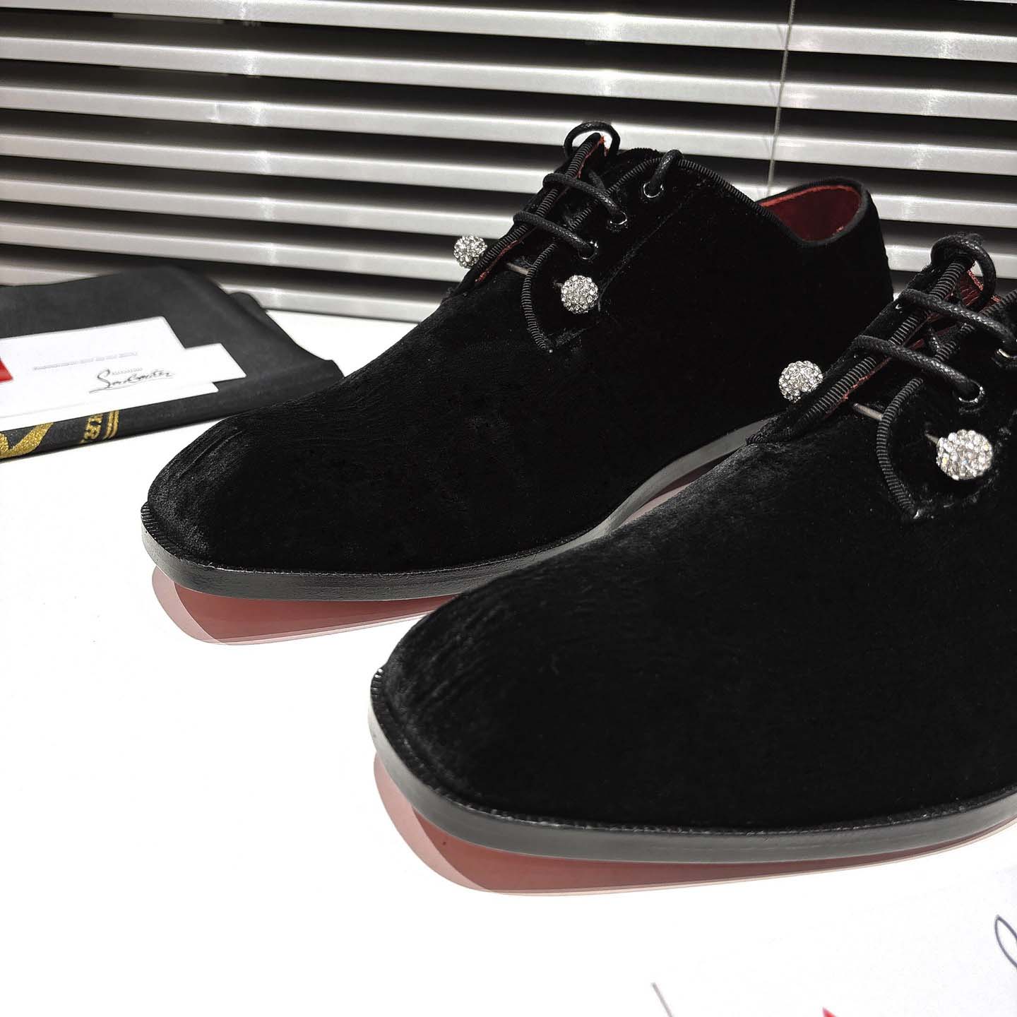 Christian Louboutin Chambeliss Night Strass Derbies - Velvet - DesignerGu