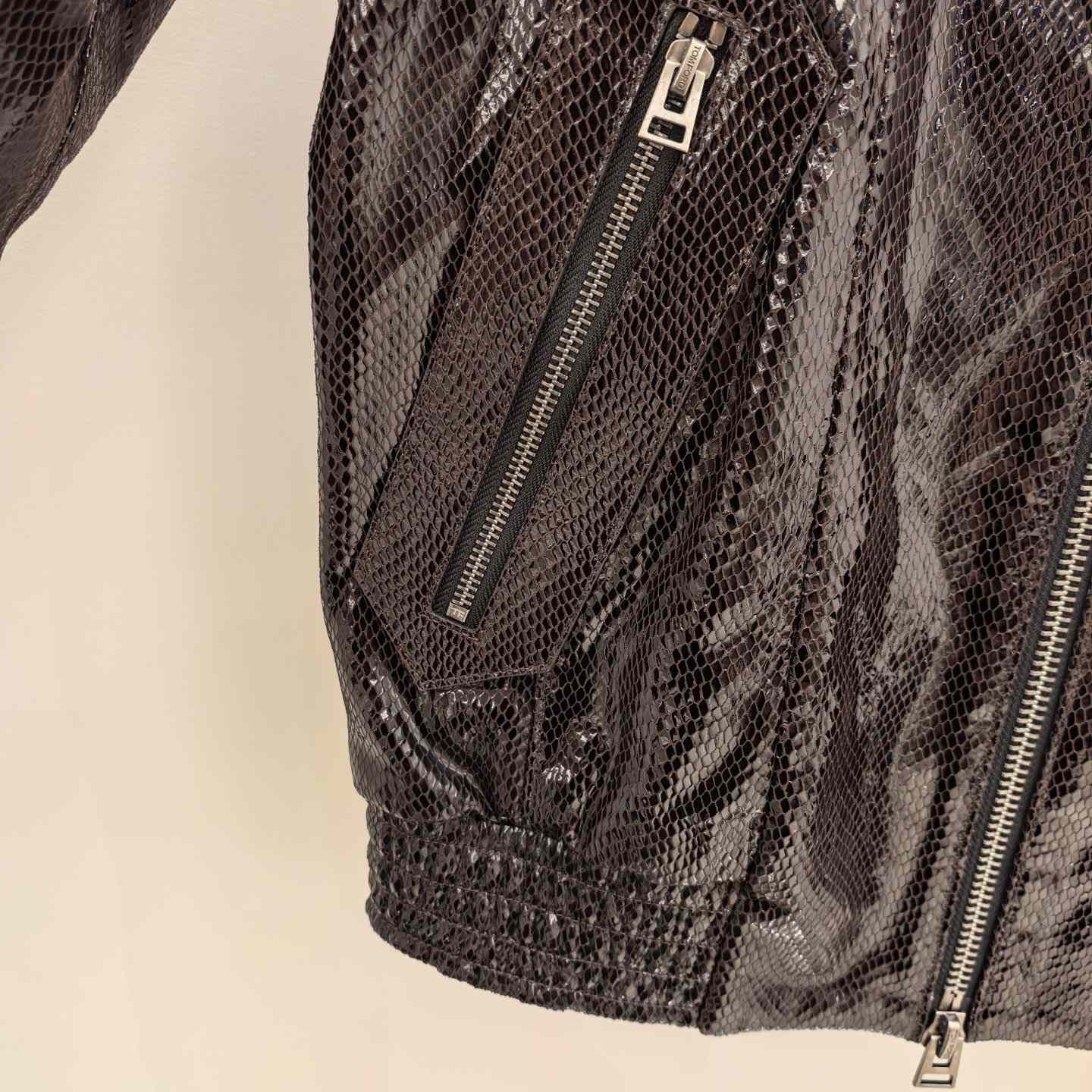 Tom Ford men's Python-effect Leather Jacket - DesignerGu