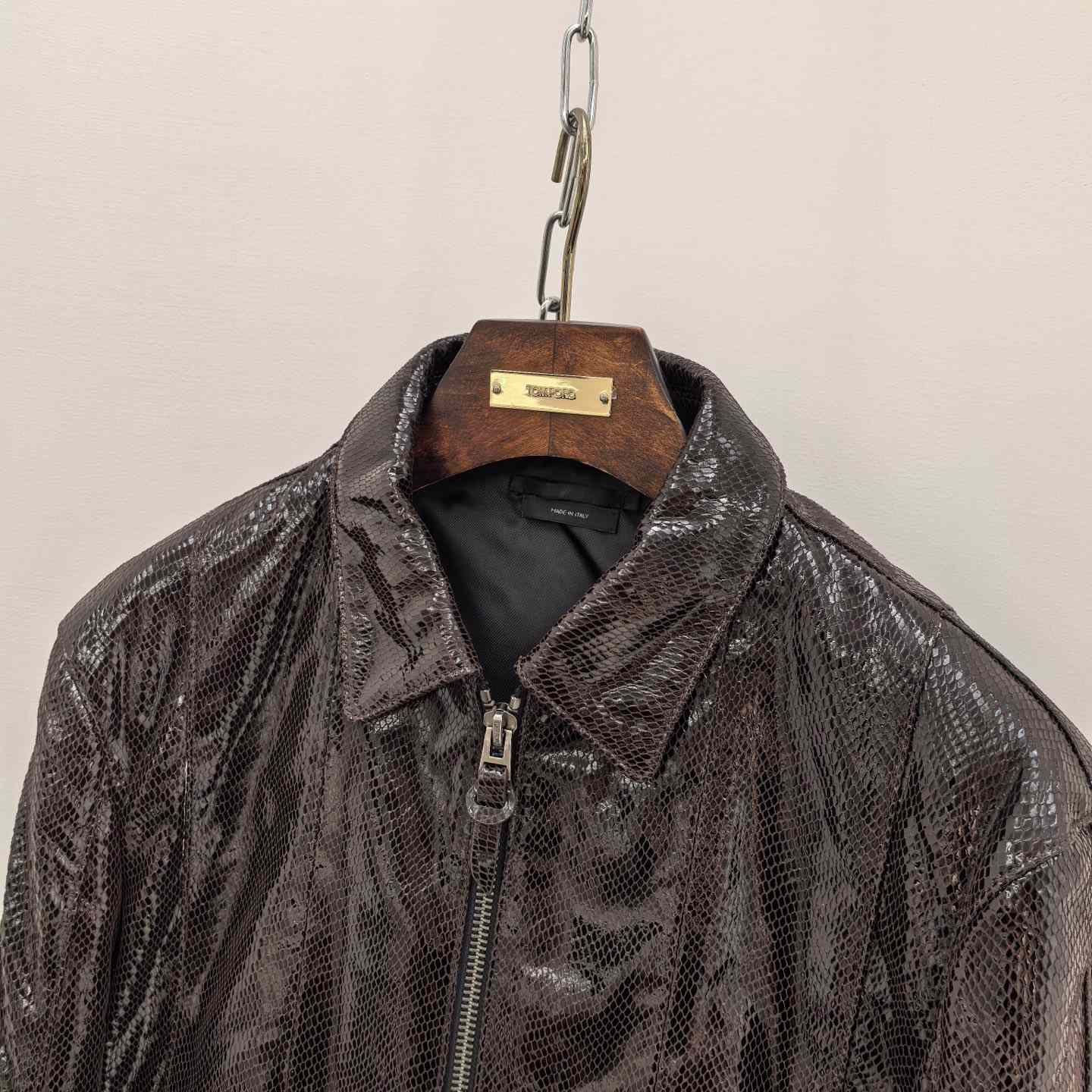 Tom Ford men's Python-effect Leather Jacket - DesignerGu