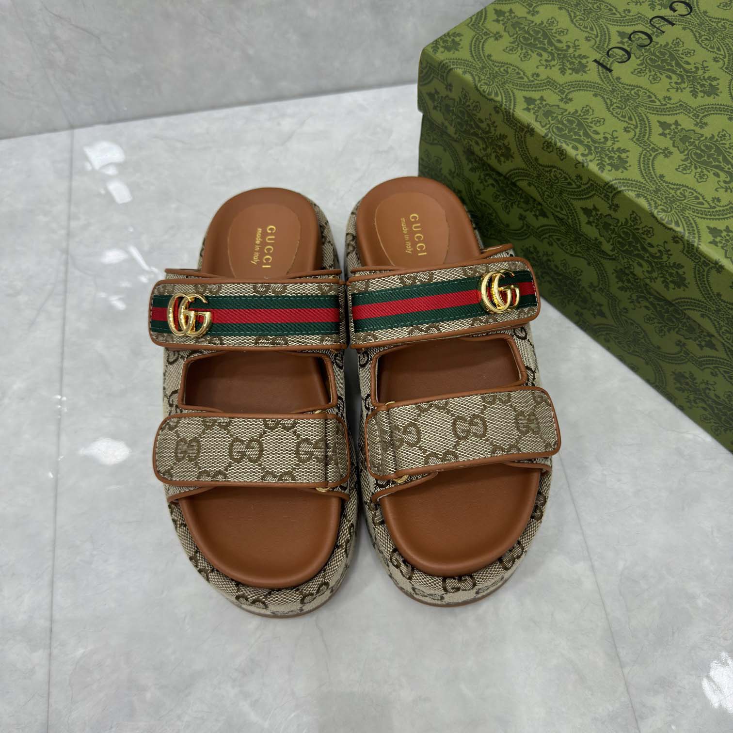 Gucci Platform GG Canvas Slides - DesignerGu