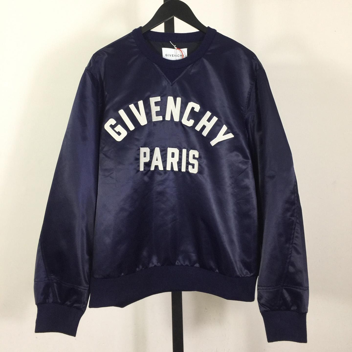 Givenchy Sweatshirt In Satin With GIVENCHY Paris Embroidery - DesignerGu