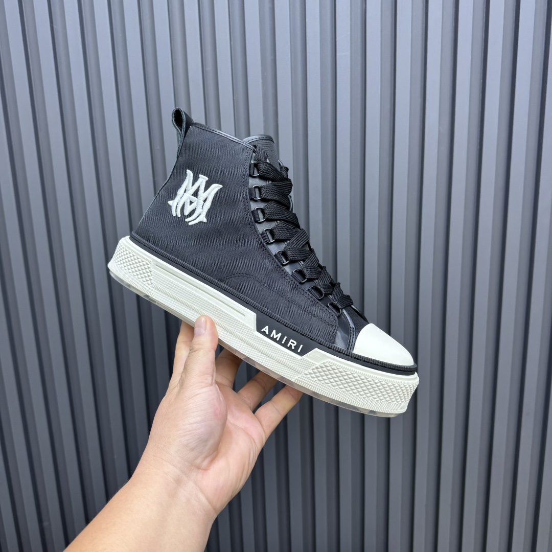Amiri Black'MA' Court Hi Sneakers - DesignerGu