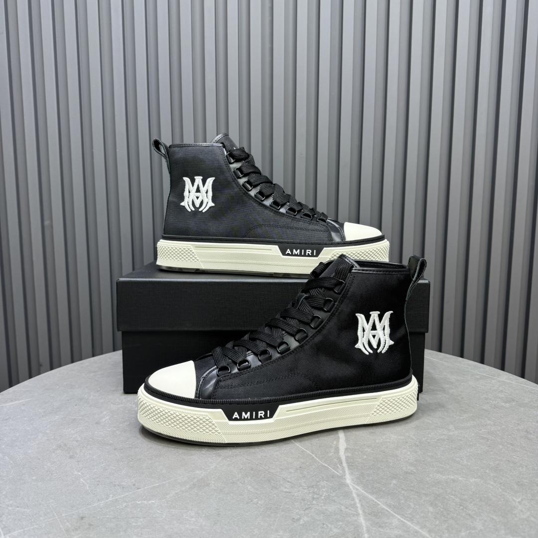 Amiri Black'MA' Court Hi Sneakers - DesignerGu