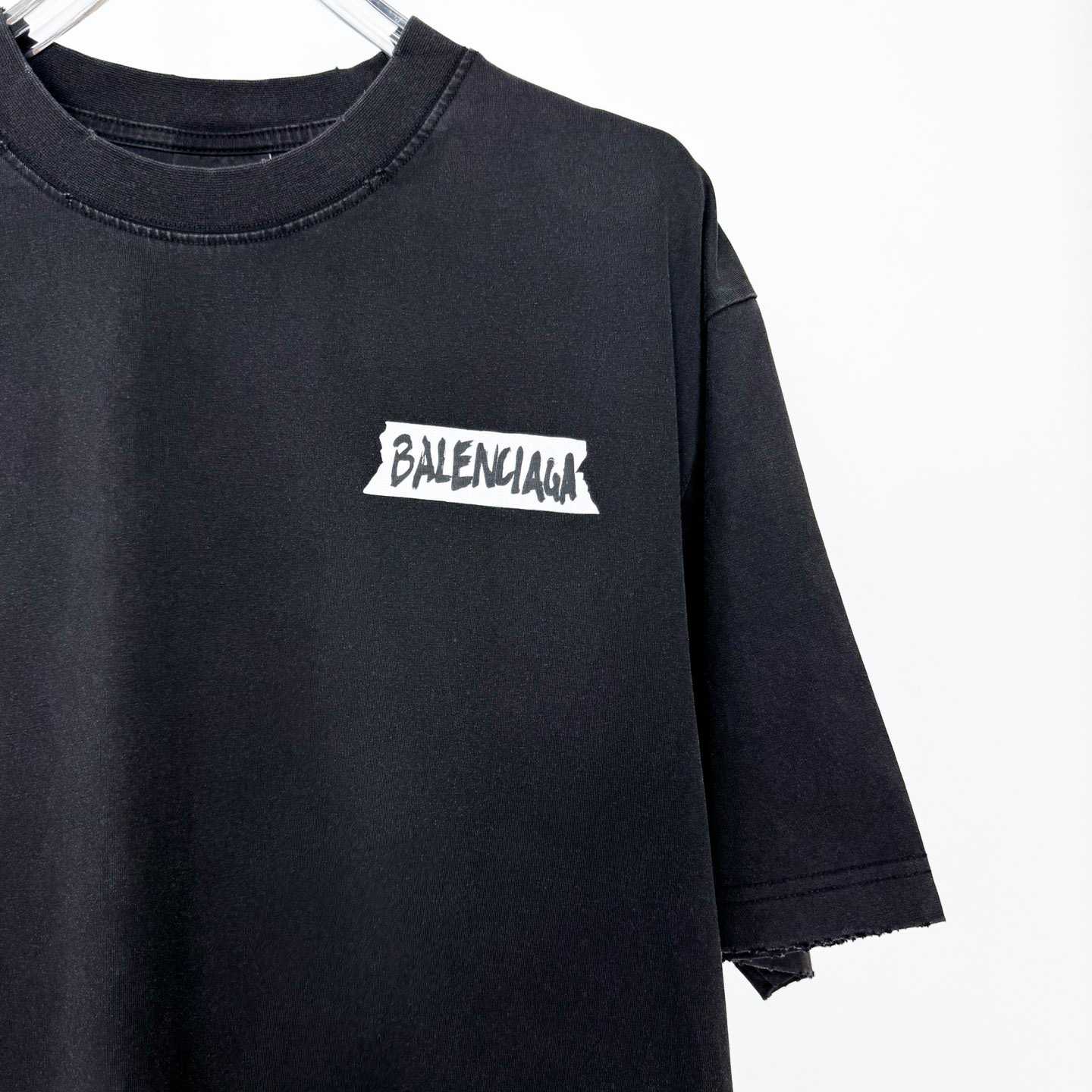 Balenciaga Masking Tape T-Shirt Medium Fit In Faded Black  - DesignerGu
